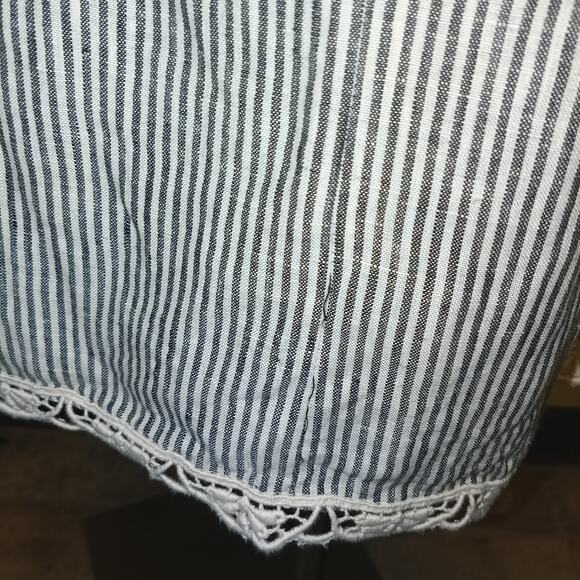 Deborah Lindquist Vintage Y2K Blue & Cream Striped Hemp & Cotton Halter Dress  S - Picture 11 of 12